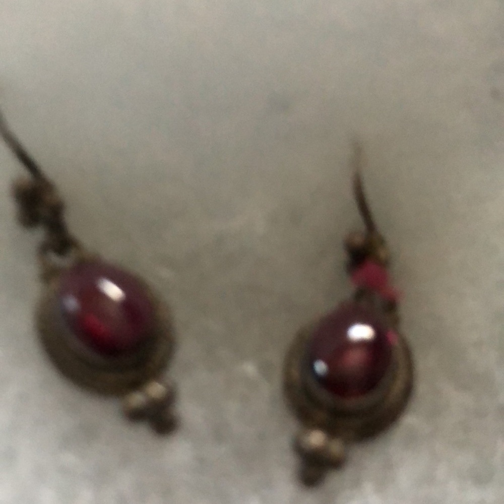 Garnet dangling earrings hand crafted